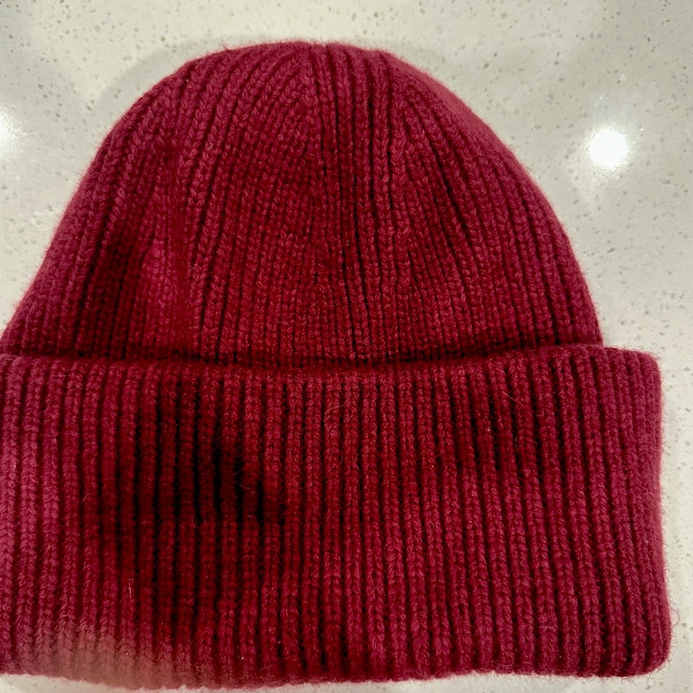 Madewell maroon beanie knit hat.